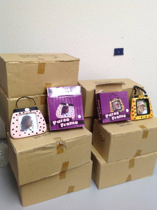 New in box-66 Purse Frames- Pink with Black poke a dots, and Gold animal print