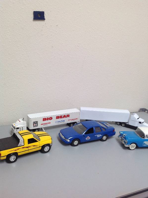 Two Semis, Two Cars and one pickup toys