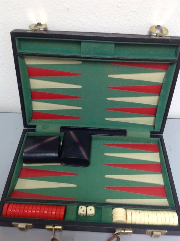 Backgammon with wooden Santa