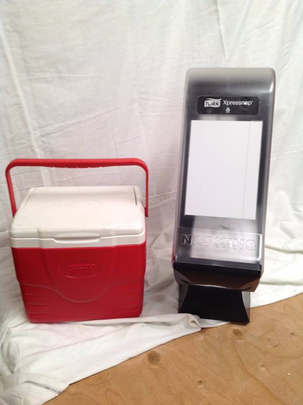 lot 76 image: Coleman Cooler And a Napkin Dispenser
