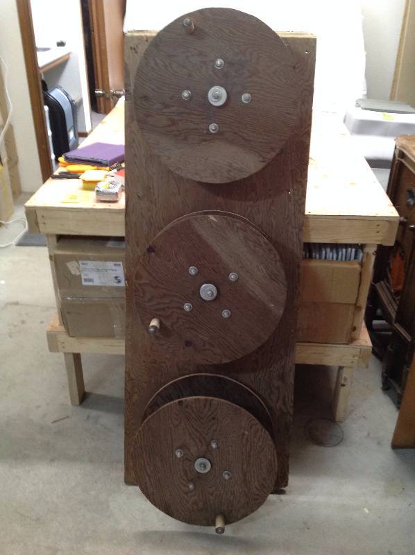 lot 97 image: Wall Mount Wooden Hose Reel