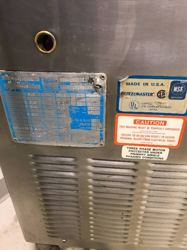 Taylor, Mod #794-33, 3 spigot soft serve machine, NSF, water cooled, SN J3055093, caster mounted, 208-230 volts, 20 amps, 3 ph, 20x33x59H
