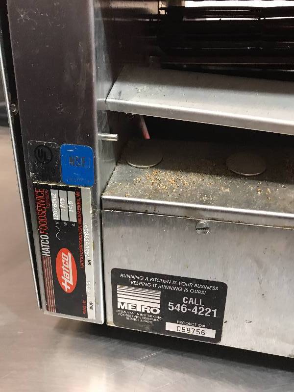 Hatco, Mod #TQ-300, conveyor toaster, NSF, 120 volts, 14.5 amps, 1745 watts