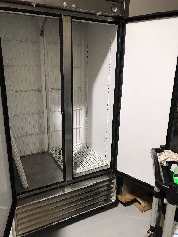 True, Mod #T-35F, two door commercial freezer, NSF, caster mounted, SN 3016779, 115 volts, 15 amps,Runs Freezes.