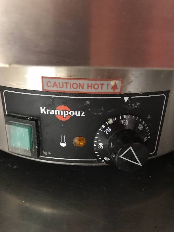 SS Countertop Double Krampouz Hot Plate Cookers, Hot Plates 15.75 Dia., SS Structure 56.5x23.5x6.5