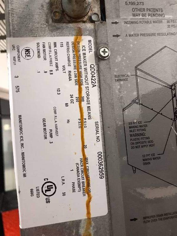 Manitowoc Ice Machine with Bin, Model QD0422A, 115V