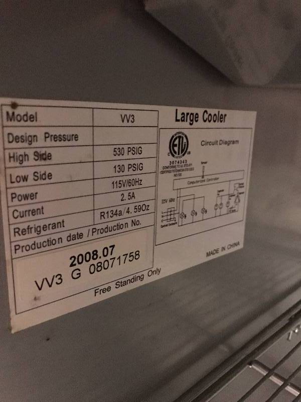 Glass 1 Door Counter Top Refrigerator, Model VV3, 115V, 18.5x22x32.5. Red Bull