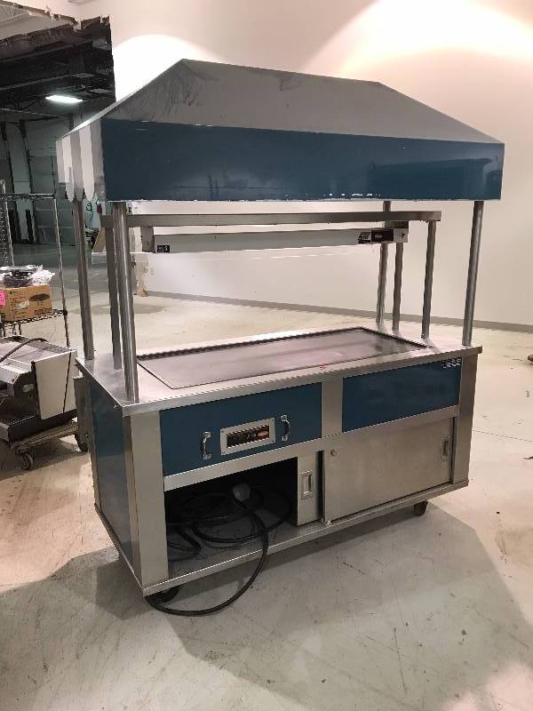 Deco Hot Buffet Table with Overhead Heat Rack on Wheels, 32x68 Tray Slide Shelf