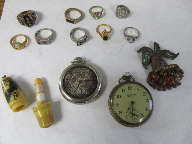 lot 59 image: Vintage Rings Jewelry & Pocket Watches