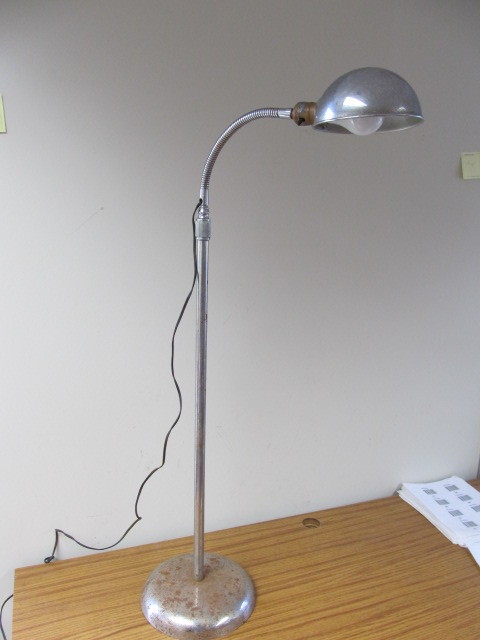 lot 82 image: Vintage Chrome Machine Age Industrial Floor Lamp