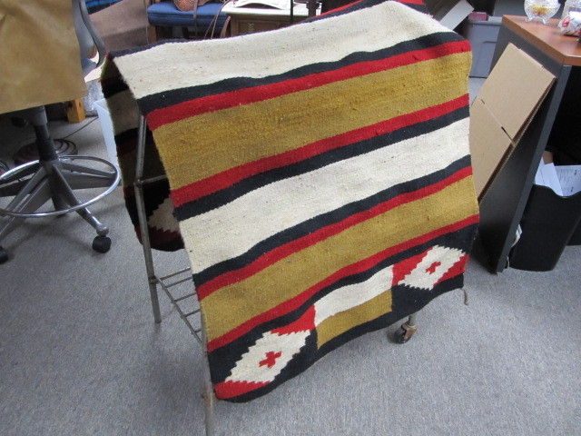 lot 1 image: Antique Hand Woven Native American Navajo Saddle Blanket