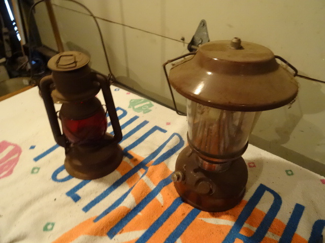 White gas lantern. Vintage lantern....