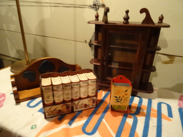 Spice rack. Vintage match holder. W...
