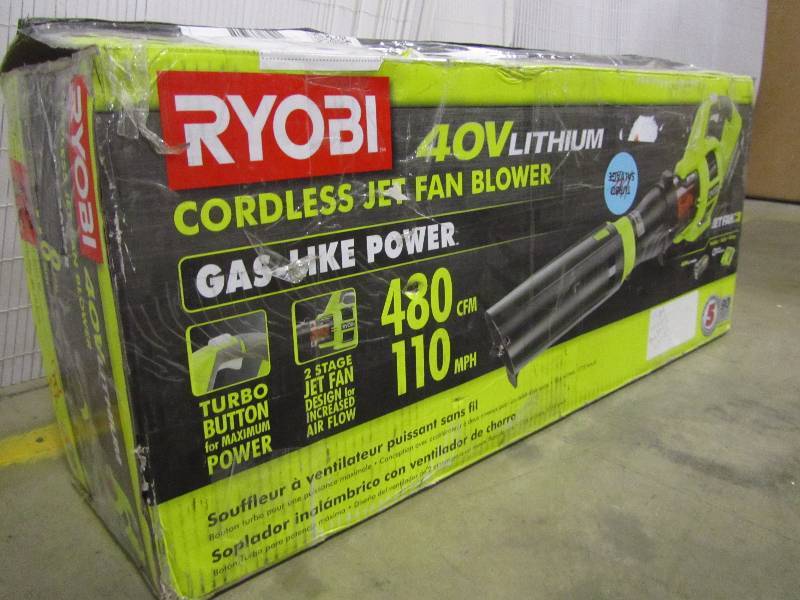 lot 13 image: Ryobi 110 MPH 480 CFM Variable-Speed Turbo 40-Volt Lithium-Ion Cordless Jet Fan Leaf Blowe