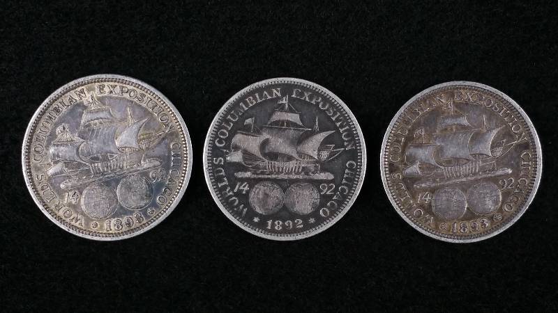 1892, 1893 x2 Columbus Expo Silver Half Dollars