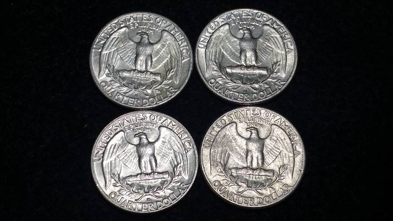 (4) Washington Silver Quarters