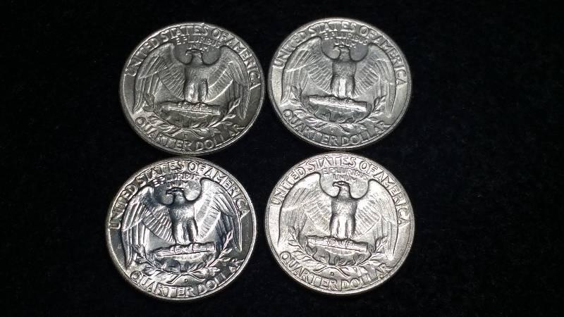 (4) Washington Silver Quarters