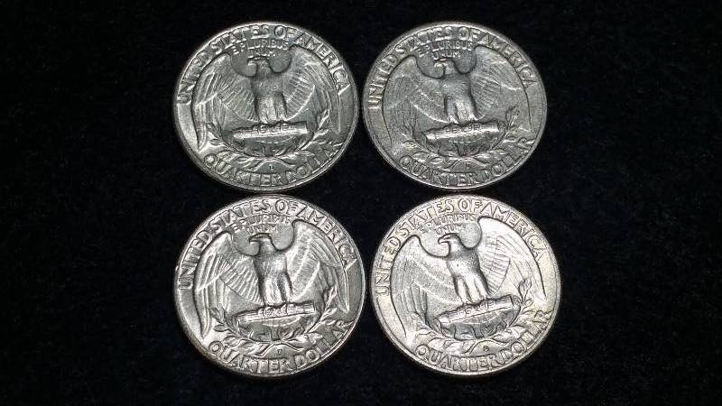 (4) Washington Silver Quarters