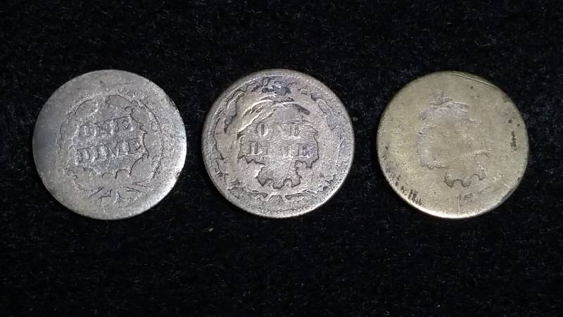 1857, 1875, and 18 Silver Dimes