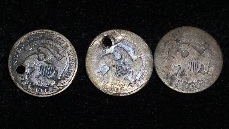 1827, 1831, and 1835 Capped Bust Silver Dimes