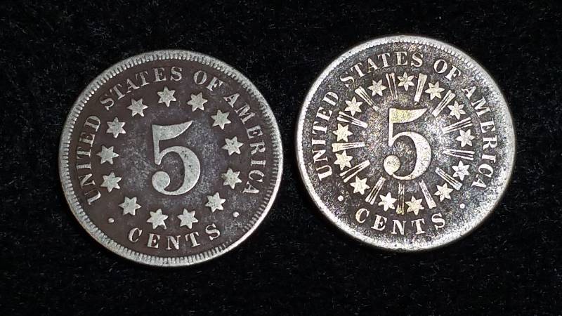 1866 & 1877 Shield Nickel
