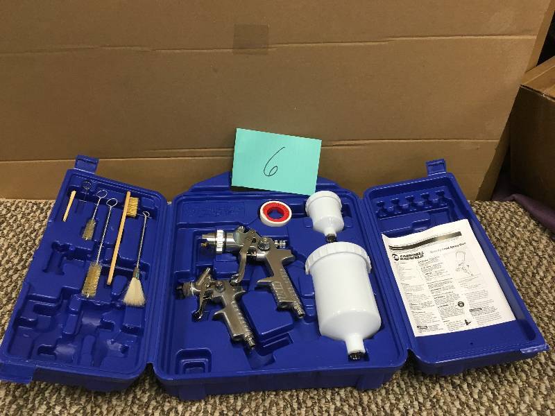 lot 6 image: Campbell Hausfeld Gravity-Fedd Spray Gun Kit.  Open Box not used