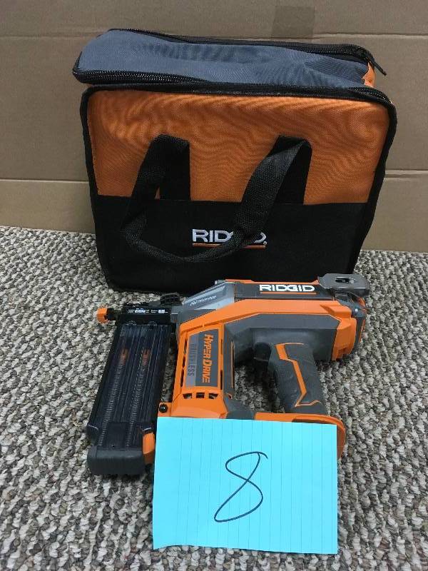 lot 8 image: RIDGID 18V Brushless 18 Gauge 2-18 in. Brad Nailer. in like New conditions