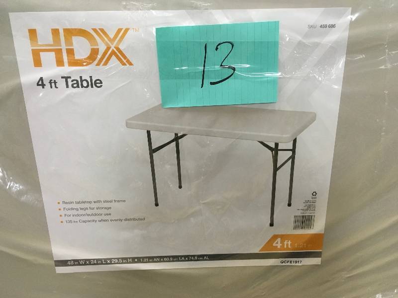 lot 13 image: HDX Earth Tan Banquet Folding Table.  Open Box