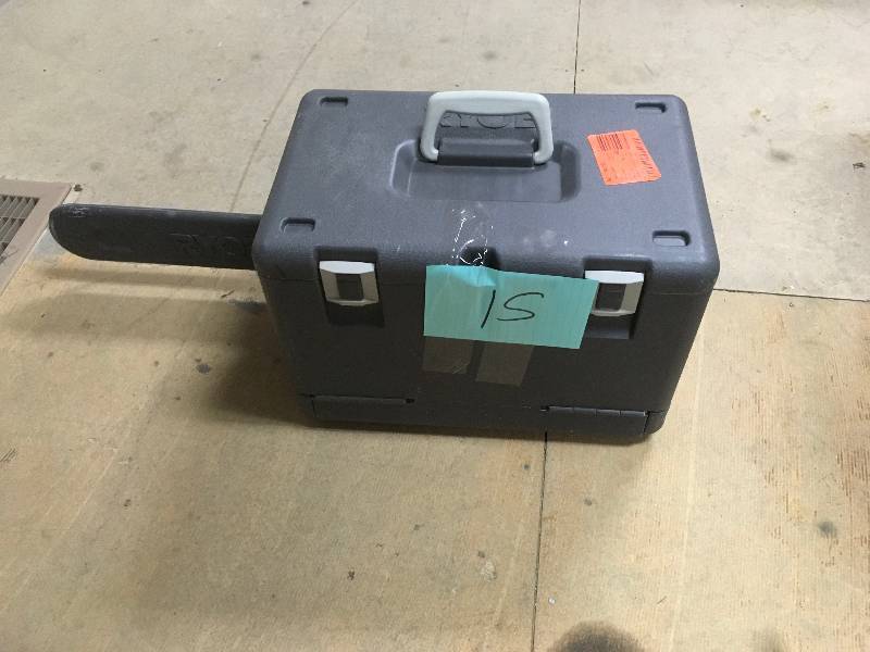 lot 15 image: RYOBI 16 in. 37 cc 2-Cycle Gas Chainsaw with Heavy Duty Case. Used in working conditions