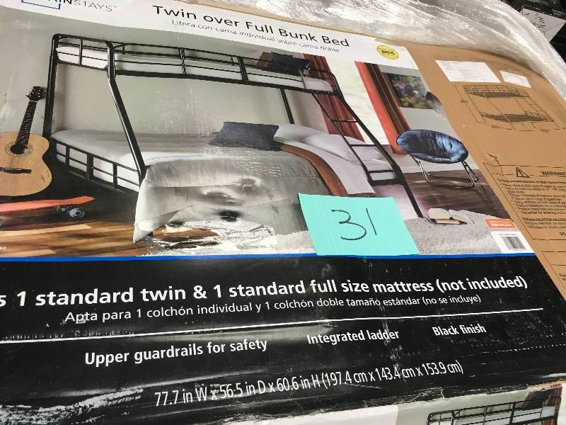 lot 31 image: Mainsstays Twin Over Full Bunk Bed.  Open Box