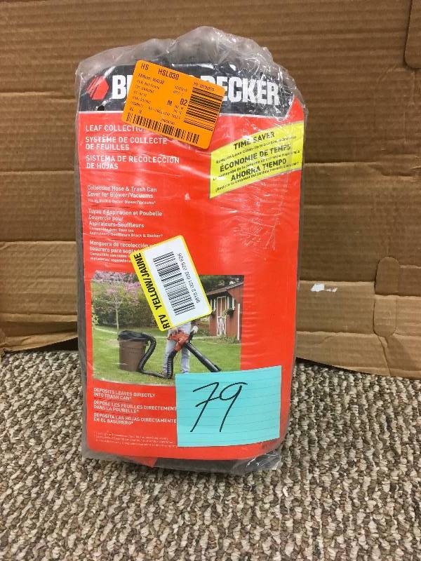 lot 79 image: Black & Deckerr Collection Hose & Trash Can Cover for BlowerVacuums. New Open Box