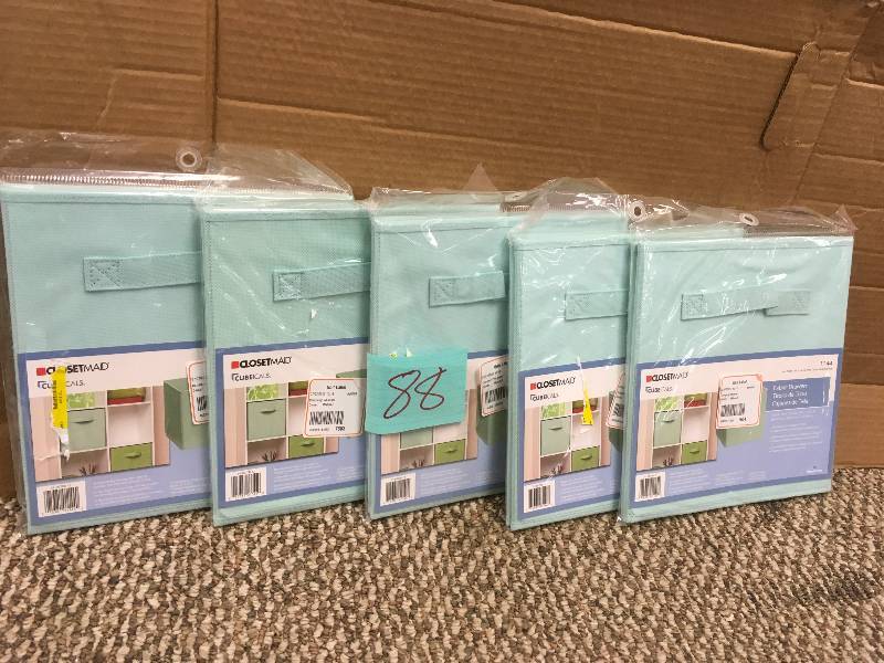 lot 88 image: ClosetMaid Fabric Draweer, Seaform Green. Lot of 5 New Open Box