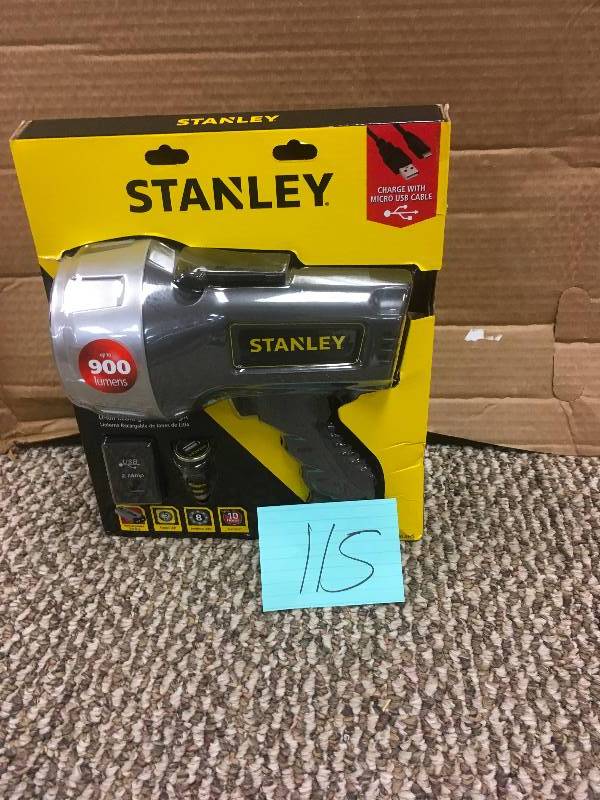 lot 115 image: Stanley SL5HS Rechargeable Li-Ion LED Spotlight with HALO Power-Saving Mode. Not used Open Box