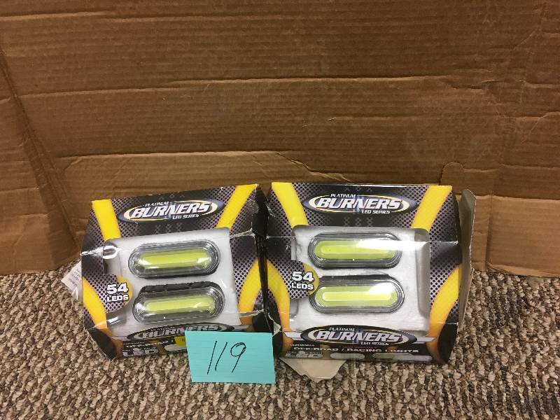 lot 119 image: Platinum Burners LED Series Off-Road Racing Lights, 54 count. damage Box not used set of 2