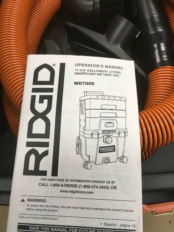 lot 135 image: RIDGID 11 U.S. Gallons41 Liters Smartcart WetDry Vac. New Open Box
