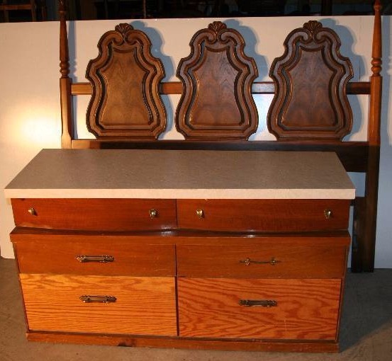 lot 17 image: Headboard and Dresser