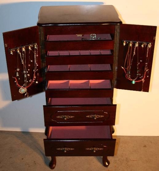 lot 30 image: Jewelry Cabinet with Assorted Jewelry