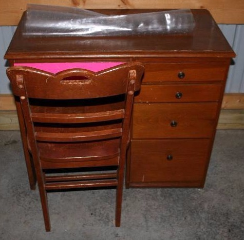 lot 63 image: Wooden Desk and Chair