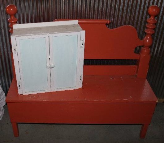 lot 70 image: Bench with Storage and Wall Cabinet