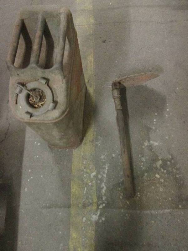 old metal can and old metal with wo...