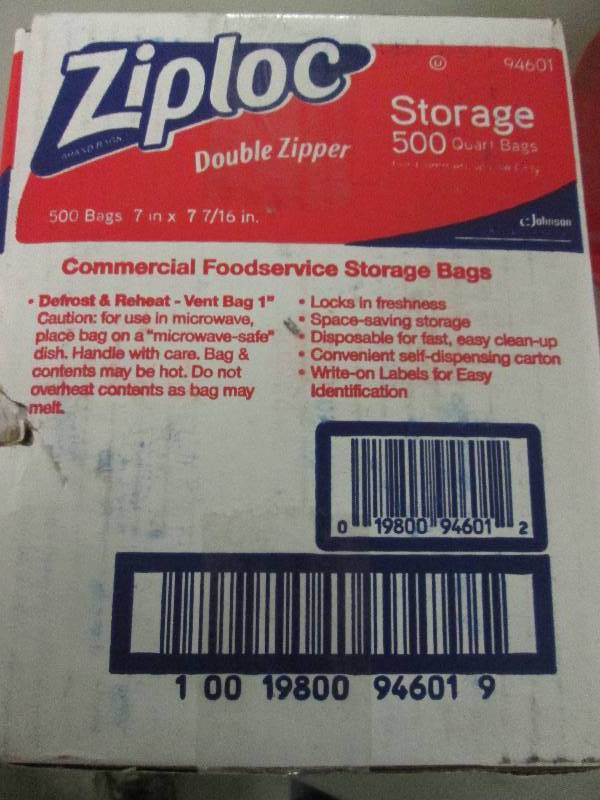 box of ziploc quart double zipper s...