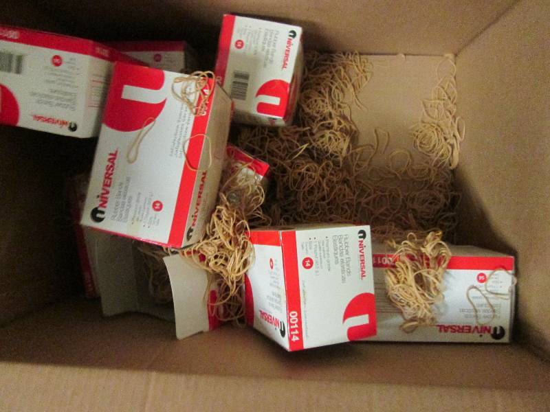 box of rubber bands ...