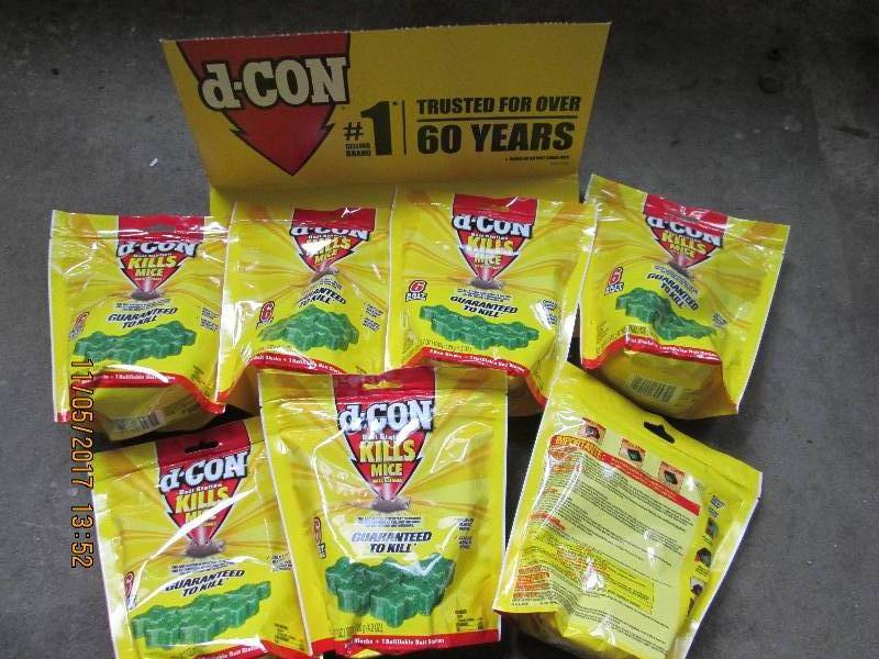 Lot of 7 packs of 6 D-con mouse poison baits and one bait station