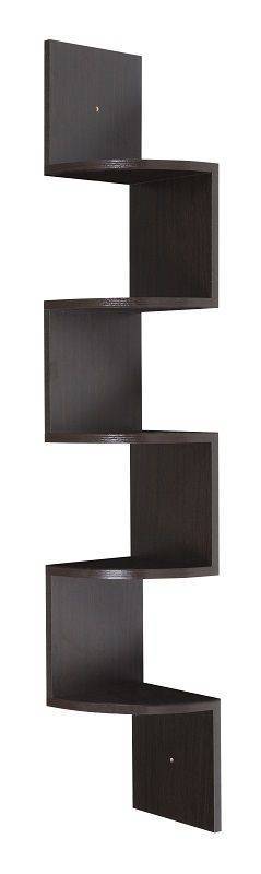 lot 164 image: Large Corner Wall Mount Shelf- Walnut, MSRP $29.99