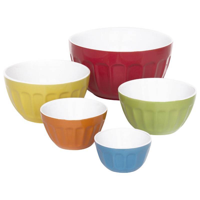 lot 194 image: CHEFS MARK 5 PIECE STONEWARE MIXING BOWL SET