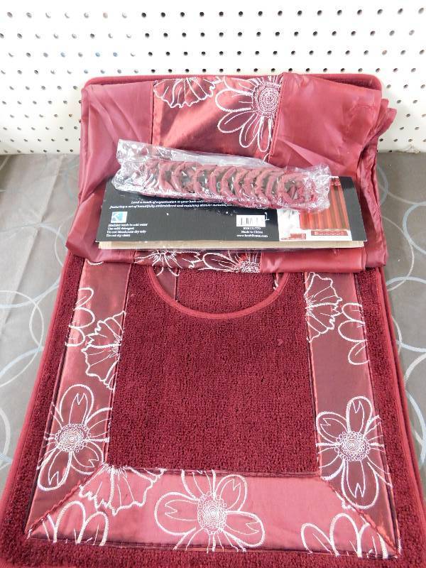 lot 180 image: Kelly 15 Pc. Shower Set- Burgundy, MSRP $69.99