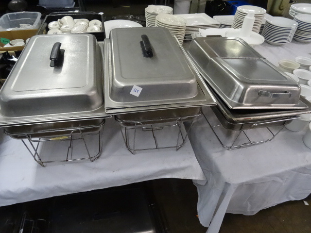 lot 129 image: 3 Chaffing Pans With Wire Frames
