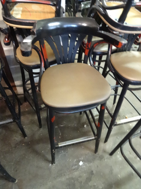 lot 247 image: 6 wood framed stools. 30 seat height