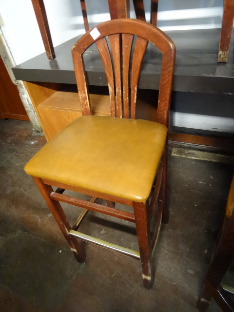 lot 248 image: 5 wood framed stools. 30 seat