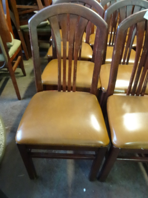 lot 258 image: 10 wood framed cushioned restaurant chairs